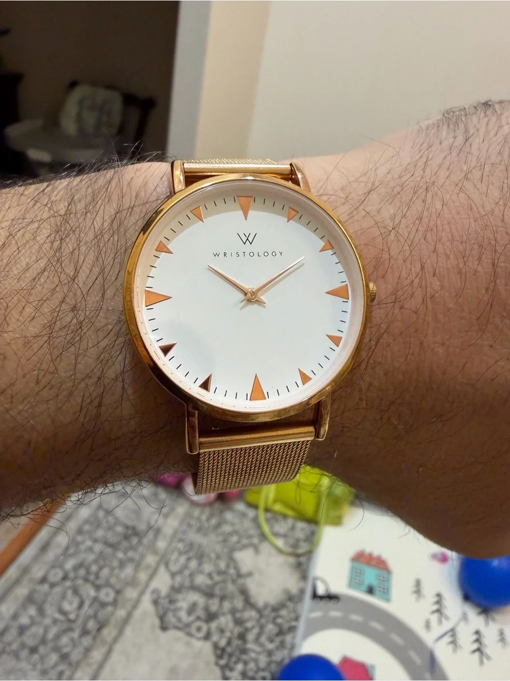 WRISTOLOGY Stella Unisex’s Rose Gold Mesh Watch 38mm White Dial Boyfriend Style